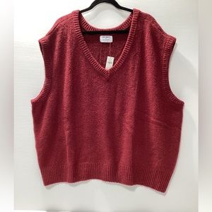 Old Navy NWT GO-RECYCLED Maroon Burgundy Sweater Vest 3X Cotton Blend